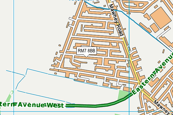 RM7 8BB map - OS VectorMap District (Ordnance Survey)