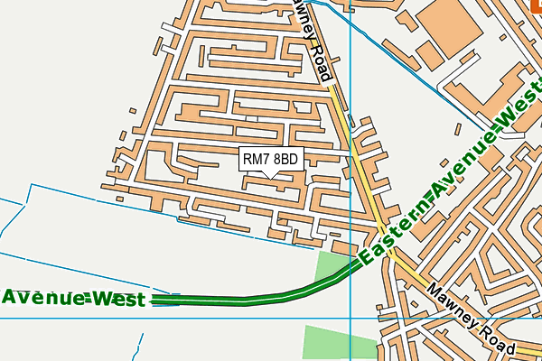 RM7 8BD map - OS VectorMap District (Ordnance Survey)
