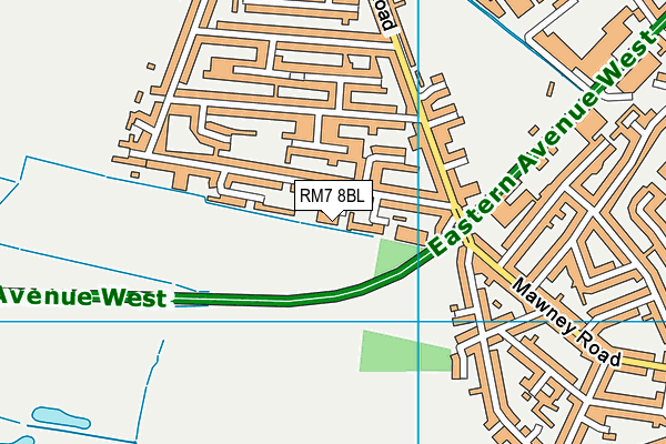 RM7 8BL map - OS VectorMap District (Ordnance Survey)