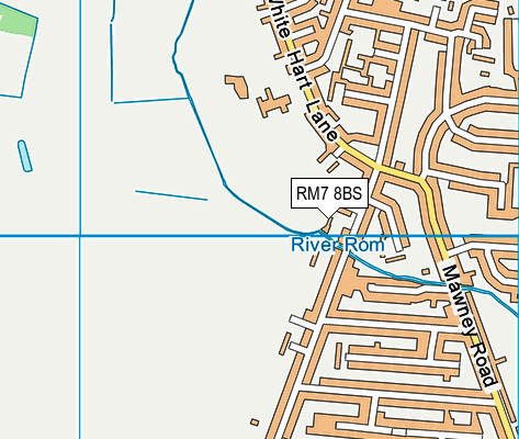RM7 8BS map - OS VectorMap District (Ordnance Survey)