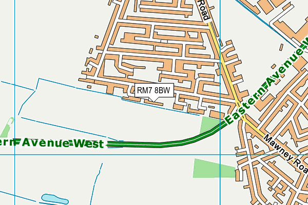 RM7 8BW map - OS VectorMap District (Ordnance Survey)