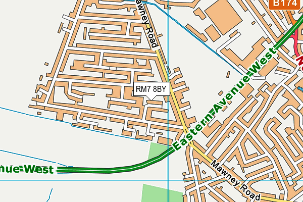 RM7 8BY map - OS VectorMap District (Ordnance Survey)