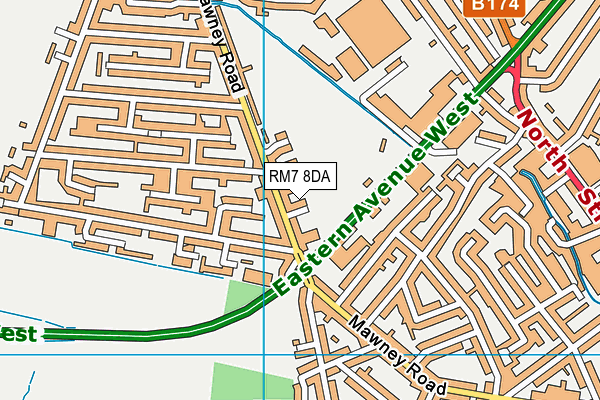 RM7 8DA map - OS VectorMap District (Ordnance Survey)