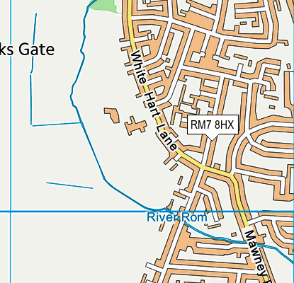 RM7 8HX map - OS VectorMap District (Ordnance Survey)