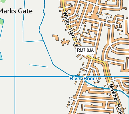 RM7 8JA map - OS VectorMap District (Ordnance Survey)