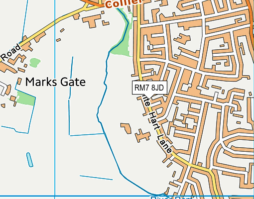 RM7 8JD map - OS VectorMap District (Ordnance Survey)