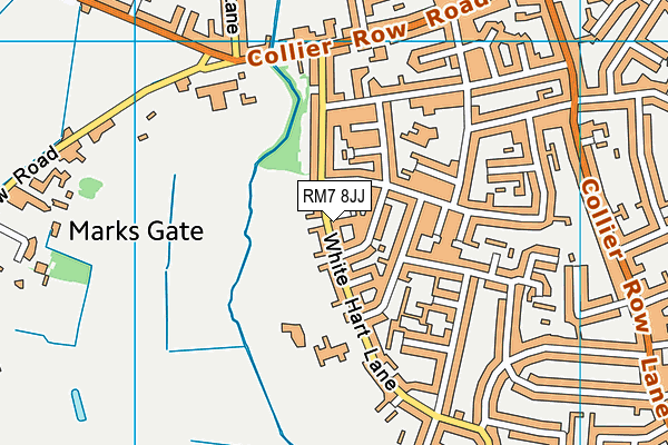 RM7 8JJ map - OS VectorMap District (Ordnance Survey)