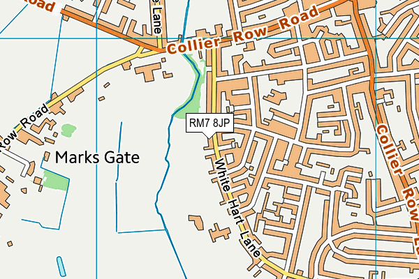 RM7 8JP map - OS VectorMap District (Ordnance Survey)