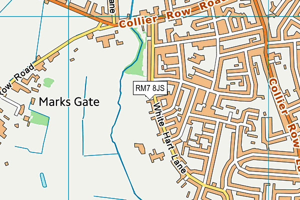 RM7 8JS map - OS VectorMap District (Ordnance Survey)