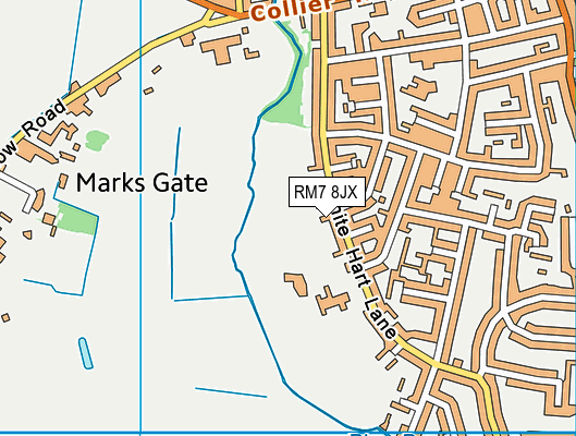 RM7 8JX map - OS VectorMap District (Ordnance Survey)