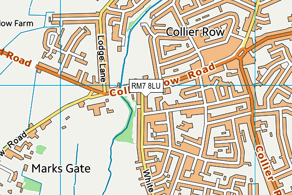 RM7 8LU map - OS VectorMap District (Ordnance Survey)