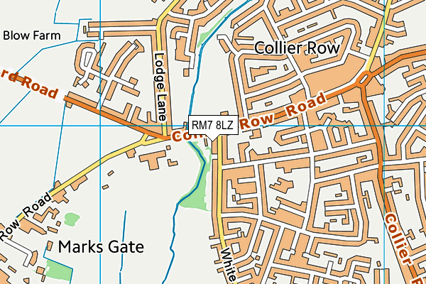 RM7 8LZ map - OS VectorMap District (Ordnance Survey)