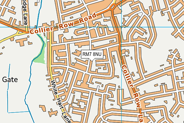 RM7 8NU map - OS VectorMap District (Ordnance Survey)