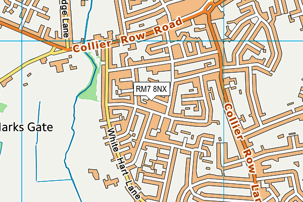 RM7 8NX map - OS VectorMap District (Ordnance Survey)