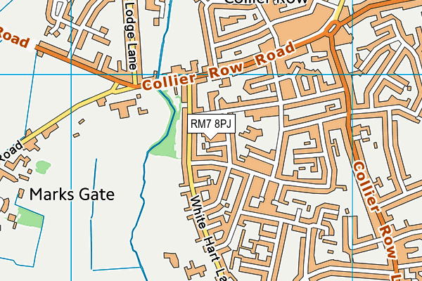 RM7 8PJ map - OS VectorMap District (Ordnance Survey)