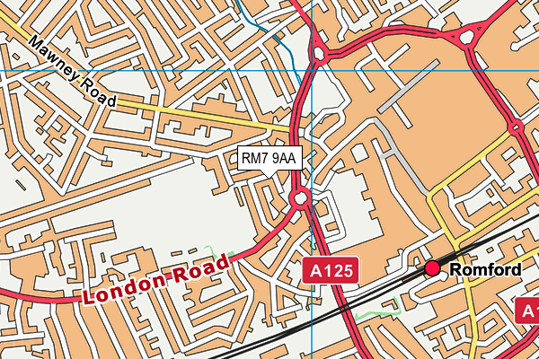 RM7 9AA map - OS VectorMap District (Ordnance Survey)