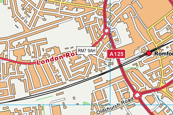 RM7 9AH map - OS VectorMap District (Ordnance Survey)