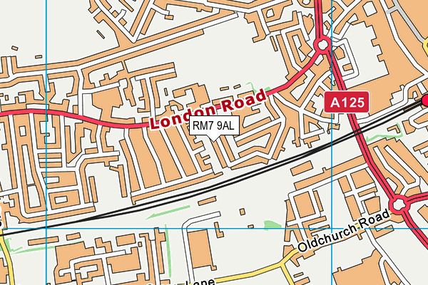 RM7 9AL map - OS VectorMap District (Ordnance Survey)