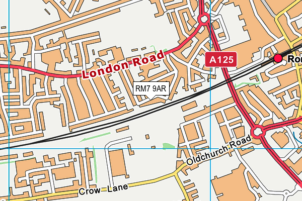 RM7 9AR map - OS VectorMap District (Ordnance Survey)