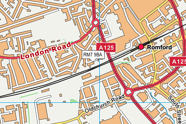 RM7 9BA map - OS VectorMap District (Ordnance Survey)