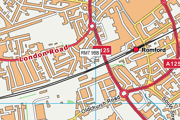 RM7 9BB map - OS VectorMap District (Ordnance Survey)