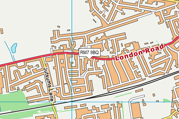 RM7 9BQ map - OS VectorMap District (Ordnance Survey)