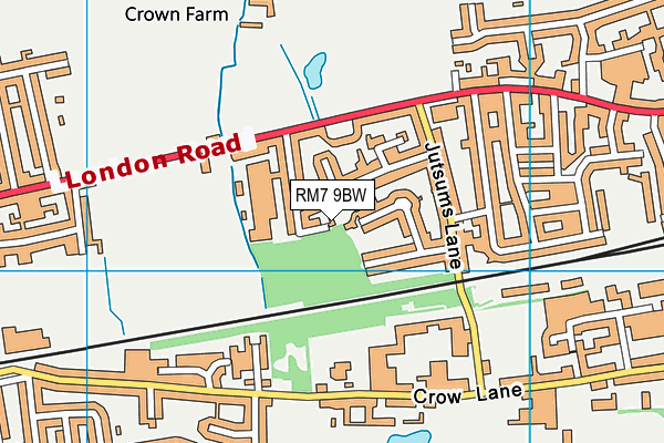 RM7 9BW map - OS VectorMap District (Ordnance Survey)