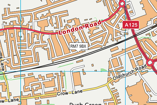 RM7 9BX map - OS VectorMap District (Ordnance Survey)