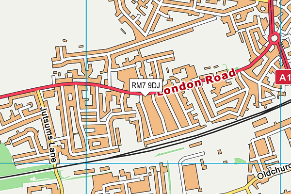 RM7 9DJ map - OS VectorMap District (Ordnance Survey)