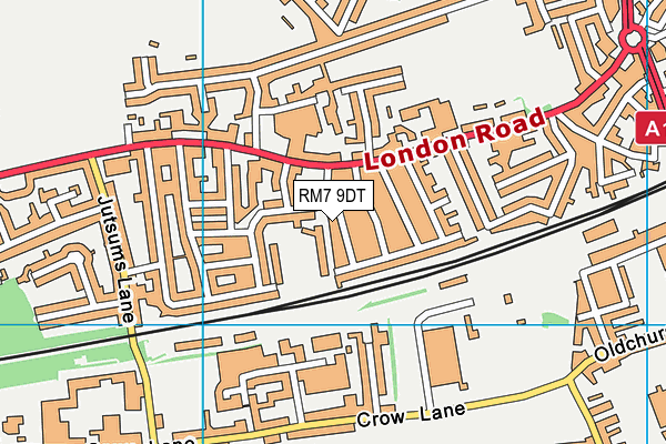 RM7 9DT map - OS VectorMap District (Ordnance Survey)