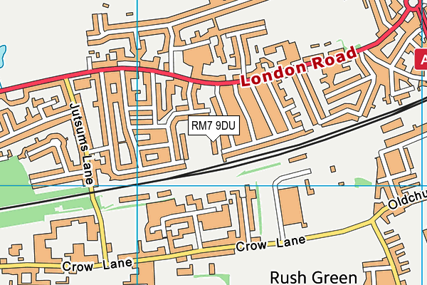 RM7 9DU map - OS VectorMap District (Ordnance Survey)