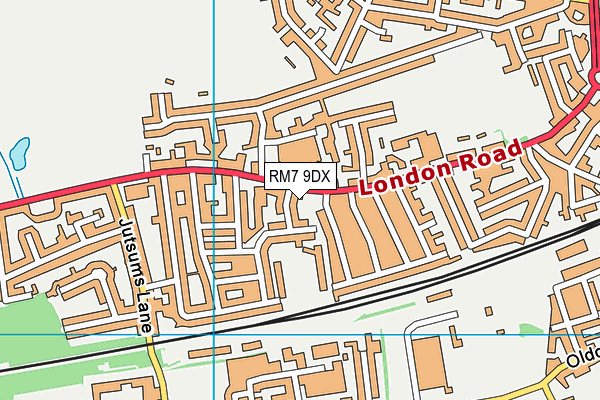 RM7 9DX map - OS VectorMap District (Ordnance Survey)