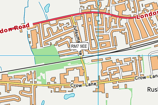 RM7 9EE map - OS VectorMap District (Ordnance Survey)