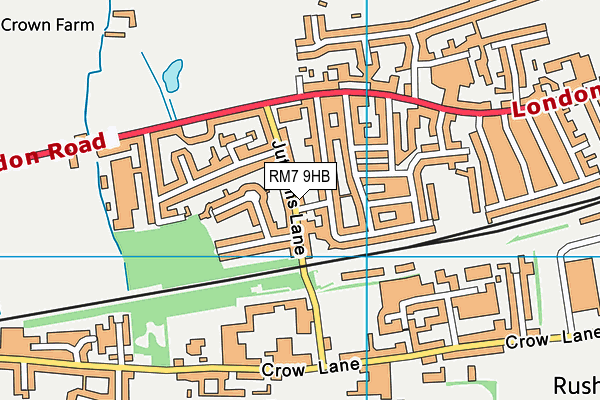 RM7 9HB map - OS VectorMap District (Ordnance Survey)
