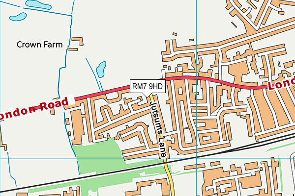 RM7 9HD map - OS VectorMap District (Ordnance Survey)