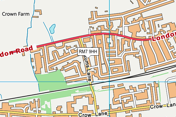 RM7 9HH map - OS VectorMap District (Ordnance Survey)