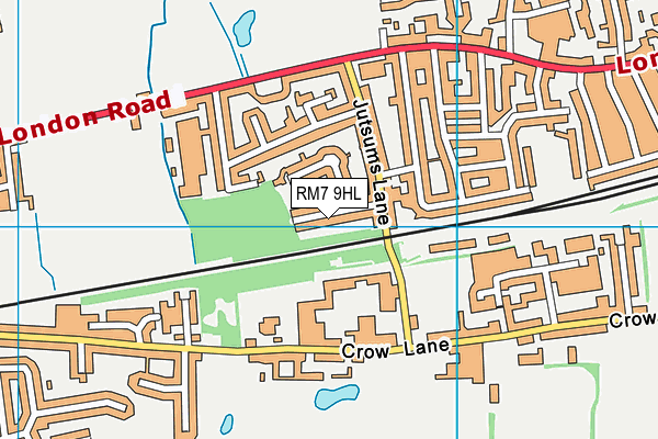 RM7 9HL map - OS VectorMap District (Ordnance Survey)