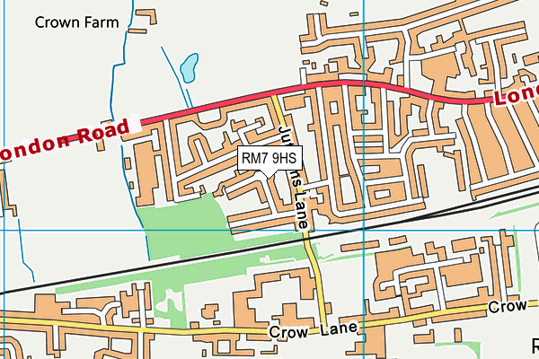 RM7 9HS map - OS VectorMap District (Ordnance Survey)