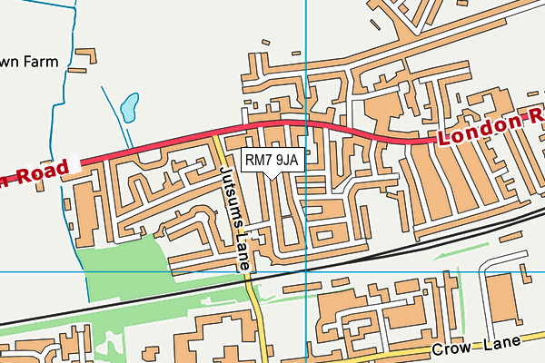 RM7 9JA map - OS VectorMap District (Ordnance Survey)