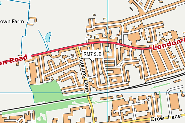 RM7 9JB map - OS VectorMap District (Ordnance Survey)