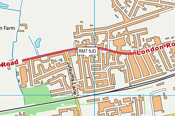 RM7 9JD map - OS VectorMap District (Ordnance Survey)