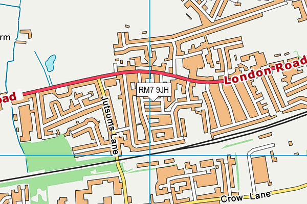 RM7 9JH map - OS VectorMap District (Ordnance Survey)