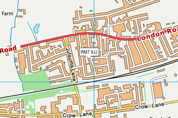 RM7 9JJ map - OS VectorMap District (Ordnance Survey)