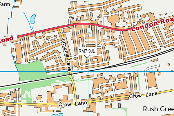 RM7 9JL map - OS VectorMap District (Ordnance Survey)