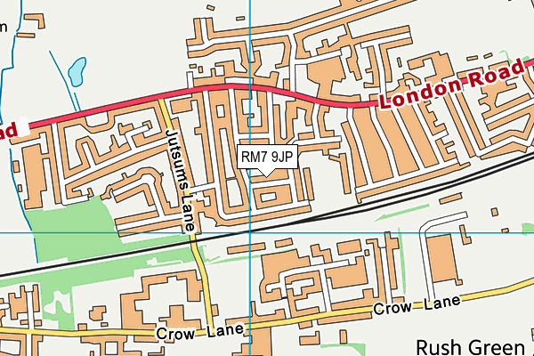 RM7 9JP map - OS VectorMap District (Ordnance Survey)