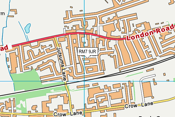RM7 9JR map - OS VectorMap District (Ordnance Survey)