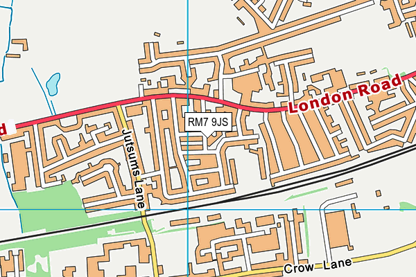 RM7 9JS map - OS VectorMap District (Ordnance Survey)