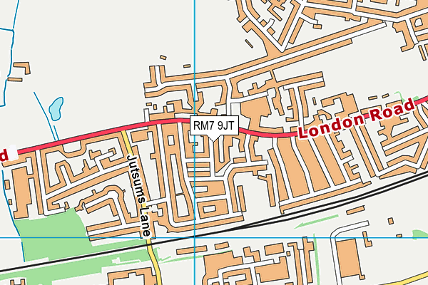 RM7 9JT map - OS VectorMap District (Ordnance Survey)