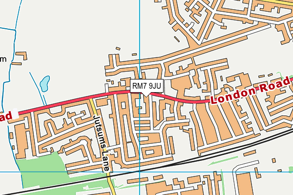 RM7 9JU map - OS VectorMap District (Ordnance Survey)