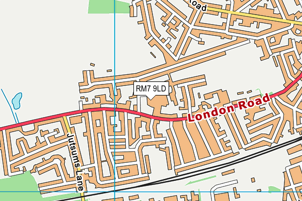 RM7 9LD map - OS VectorMap District (Ordnance Survey)